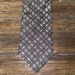 Ike Behar Diamond/Square Pattern Silk Tie